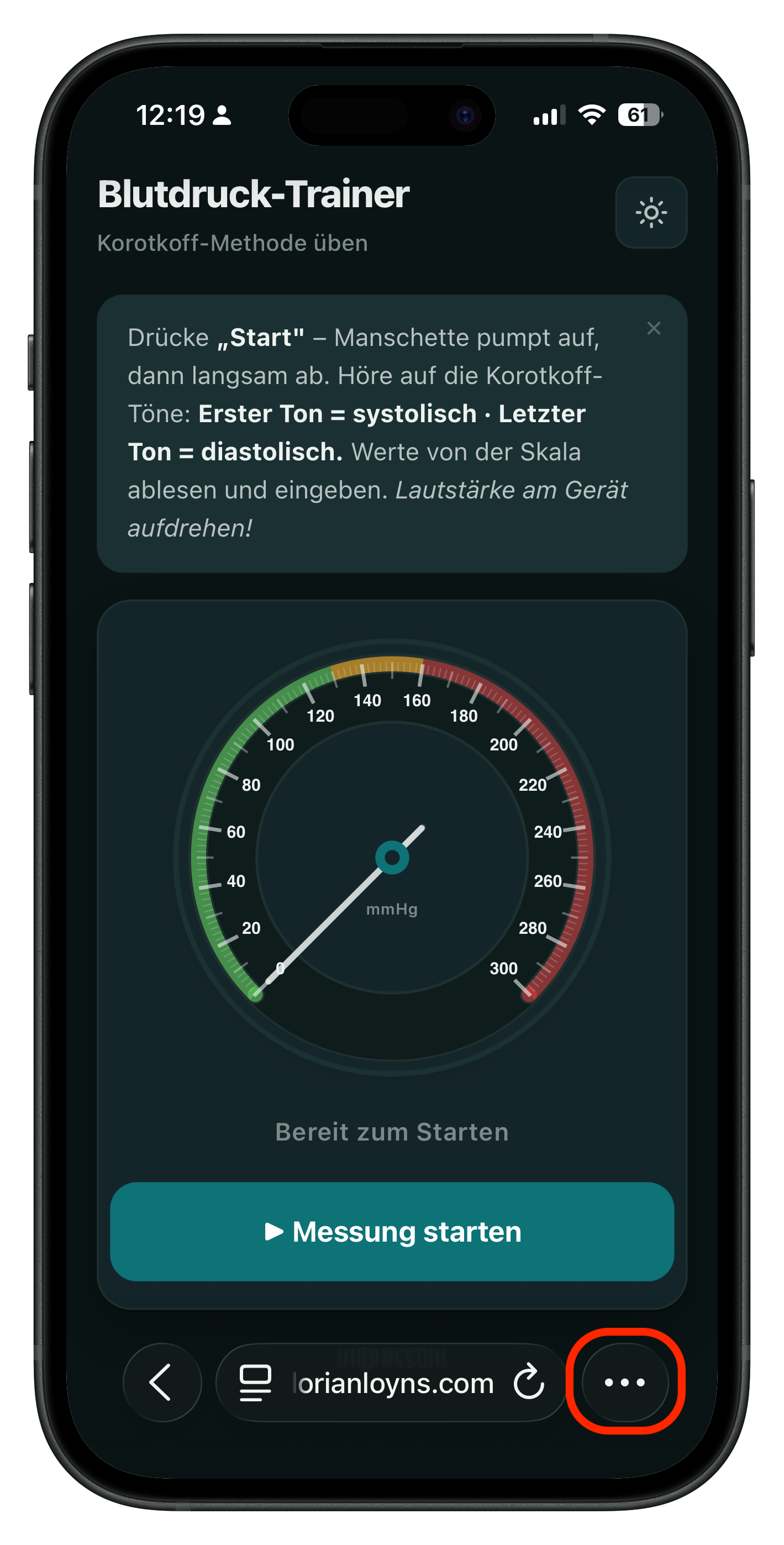 Tool im Safari-Browser öffnen