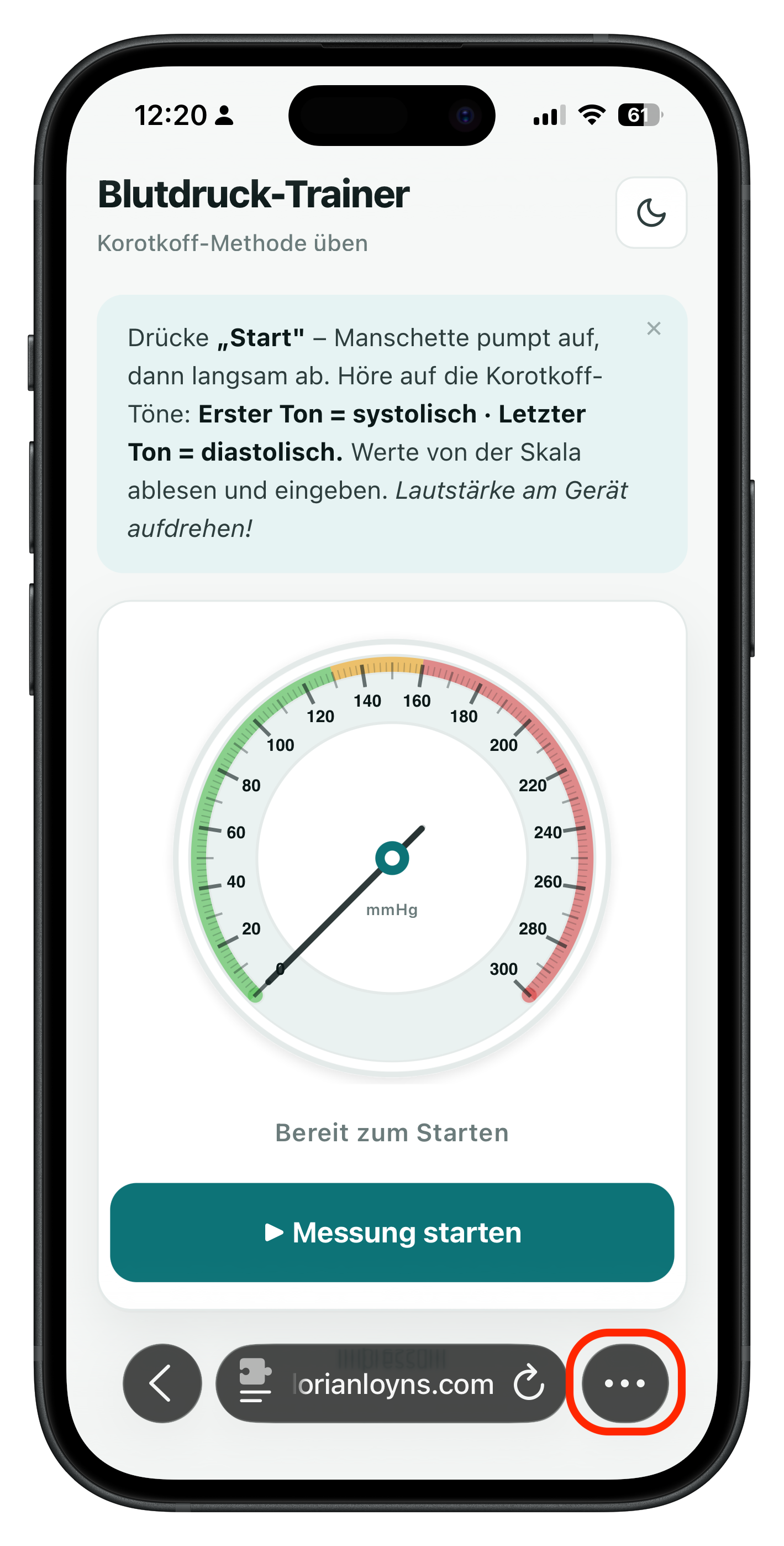 Tool im Safari-Browser öffnen