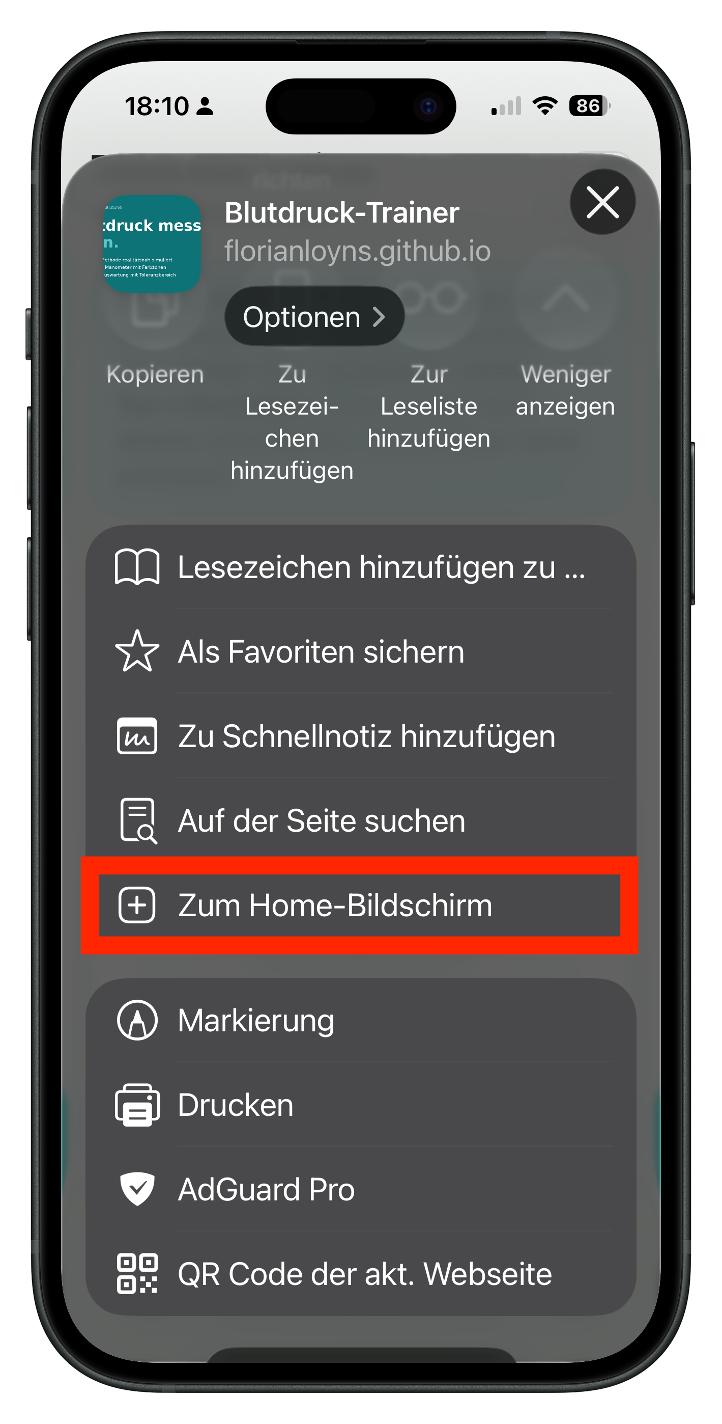 Zum Home-Bildschirm wählen